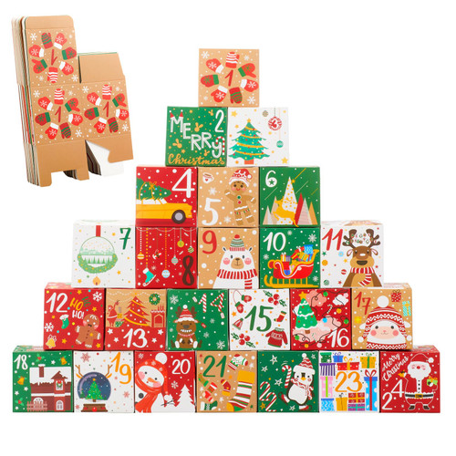 Crssbrohip Christmas Advent Calendar Boxes Small:120 PCS Christmas Festive Boxes 24 Days Christmas Countdown Calendar Cardboard Gift Boxes for Kids Adults Holiday Xmas Favors Advent DIY Candy Box