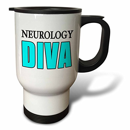 3dRose tm_223819_1 Neurology Diva Aqua-Travel Mug, 14 oz, Stainless Steel, White