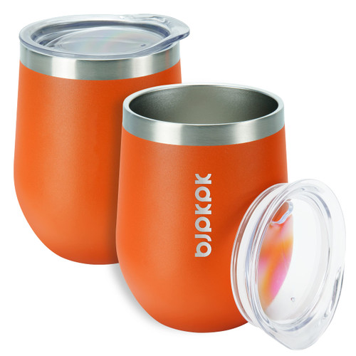 BJPKPK 2 pcs 12oz Insulated wine tumbler, 12oz Insulated Wine Tumbler with Lid,Unbreakable Stainless Steel Wine Glasses, Insulated Tumbler for Home & Outdoor, Orange BJPKPK 2 pcs 12oz Insulated wine tumbler, 12oz Insulated Wine Tumbler with Lid,Unbreakable Stainless Steel Wine Glasses, Insulated Tumbler for Home & Outdoor, Orange