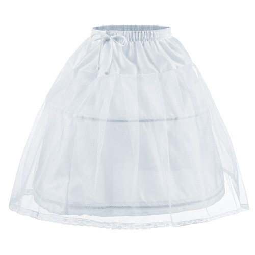 Abaowedding Flower Girls Petticoat with 2 Hoops Full Slip Elastic Child's Crinoline Underskirt 2-3 yrs White