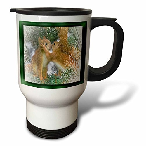 3dRose tm_28789_1 Kissing Squirrels Travel Mug, 14-Ounce, Stainless Steel