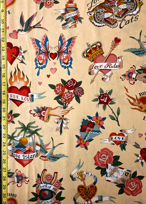 True Love Tea Alexander Henry Fabric - by The Yard True Love Tea Alexander Henry Fabric - by The Yard
