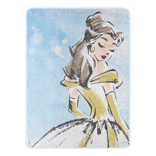 Northwest Beauty & The Beast Micro Raschel Throw Blanket, 46" x 60", Watercolor Belle