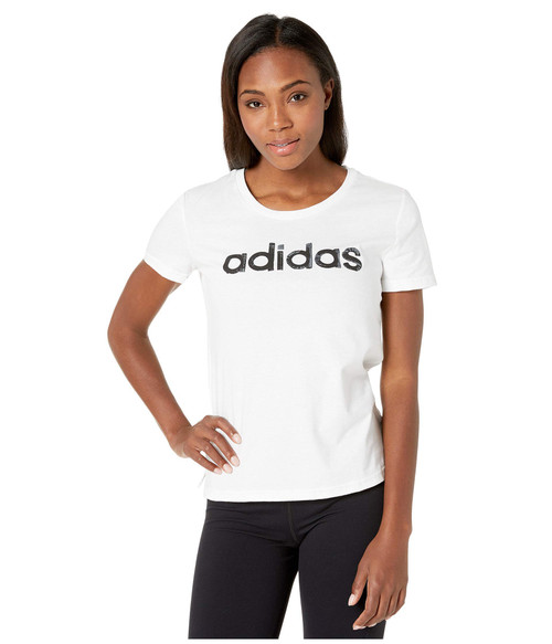 adidas Women's Brush Effect Logo Graphic Tee, White/Black, X-Large adidas Women's Brush Effect Logo Graphic Tee, White/Black, X-Large