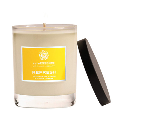 rareEssence - Aromatherapy Spa Candle - Refresh - ( Lemongrass, Lemon & Litsea Cubeba ) - 6 OZ