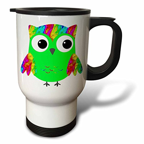 3dRose Cute Psychedelic and Neon Pink Sixties Owls Travel Mug, 14-Ounce 3dRose Cute Psychedelic and Neon Pink Sixties Owls Travel Mug, 14-Ounce
