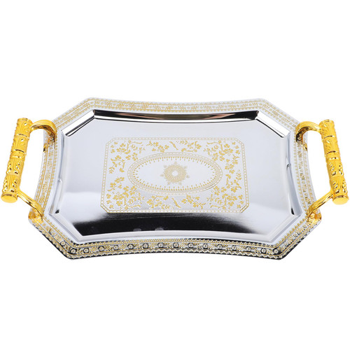 Stainless Steel Fruit Tray Rectangular Serving Tray Stainless Steel Coffee Tea Drink Platter Fruit Dessert Snack Tray Breakfast Serving Platter Bathroom Vanity Tray for Cupcake