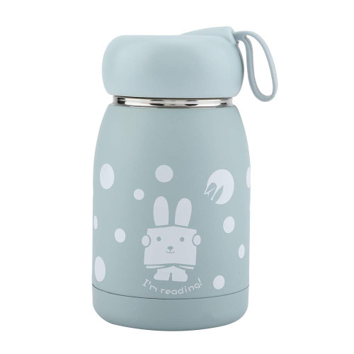 Kids Vacuum-Insulated Water Bottle,Mini Thermos, Vacuum Cup Insulated Coffee Bottle, 320ml Mini Vacuum Mug Cute Thermos,Stainless Steel Cute Rabbit Pattern Vacuum Cup Mug Thermos Cup (Blue), wate