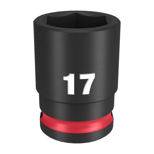 Milwaukee Shockwave 3/8 Inch Drive Standard 6 Point Impact Socket, 17 mm