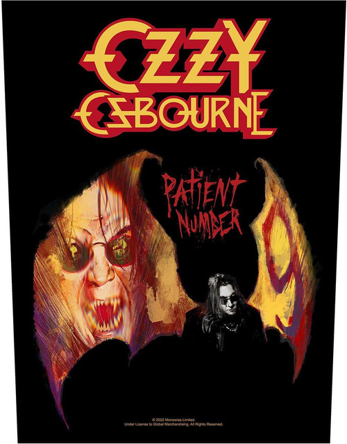 Ozzy Osbourne Back Patch Patient No. 9 Logo Official Black 36Cm X 29Cm