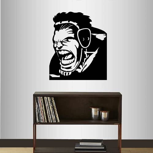 Wall Vinyl Decal Home Decor Art Sticker Screaming Wrestler Face Man Sportsman Strong Bodybuilding Wrestling Sport Gym Room Removable Stylish Mural Unique Design 26