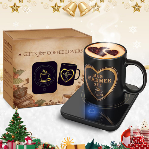 Coffee Mug Warmer Set with Mug, Coffee Mug Cup Warmer for Desk with Auto Shut Off-Xmas Coffee Gifts