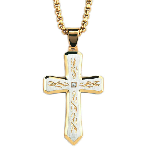 Vividstill Cross Necklace for Men, Stainless Steel Cross Pendant with 24" Chain, Great Gift Christian Cross Necklace for Men & Boy (gold) Vividstill Cross Necklace for Men, Stainless Steel Cross Pendant with 24" Chain, Great Gift Christian Cross Necklace for Men & Boy (gold)