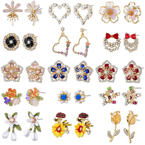 15 Pairs Gold Earrings for Women Multipack Earingings for Women CZ Gardenia Flower Earrings Pearl Earrings Stud Earrings 15 Pairs Gold Earrings for Women Multipack Earingings for Women CZ Gardenia Flower Earrings Pearl Earrings Stud Earrings