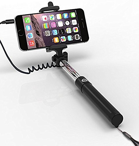Selfie Stick, Self-portrait no Bluetooth required Extendable Handheld Selfie Stick with 3rd Generation Wire Drive Remote Shutter
