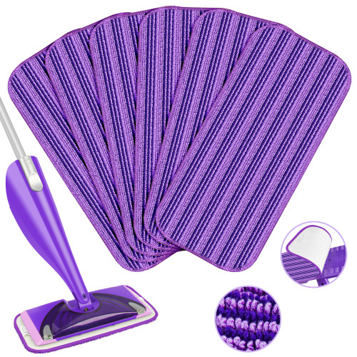 6x Reusable Mop Pads Compatible with Swiffer WetJet Mops - Washable Microfiber Replacement Pads Wet Jet Pads Refills Mopping Cloths Wet Dry Head for Swiffer Wet Jet Mop Hardwood Floor Cleaning, Purple 6x Reusable Mop Pads Compatible with Swiffer WetJet Mops - Washable Microfiber Replacement Pads Wet Jet Pads Refills Mopping Cloths Wet Dry Head for Swiffer Wet Jet Mop Hardwood Floor Cleaning, Purple