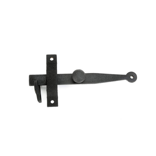 Renovators Supply Manufacturing Door Latch 6 in. Black Cast Iron Gate Latch/Barn Door Latch Lock with Knob Lever and Mounting Hardware