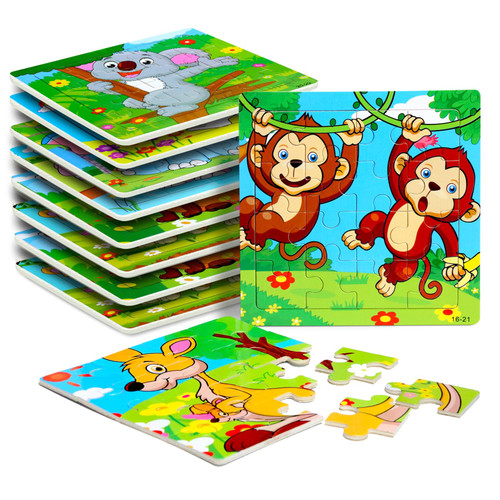 Puzzles for Kids Ages 3-5, 20 Pieces Wooden Jigsaw Toddler Puzzles Ages 3-5 Preschool Educational Learning Toys Set, Animals Puzzles for 3 4 5 6 Years Old Boys and Girls Gift
