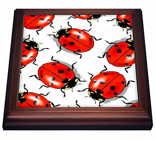 3dRose trv_998_1 Ladybug Trivet with Ceramic Tile, 8 by 8", Brown