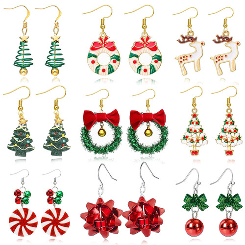 9 Pairs Christmas Earrings Set for Women Holiday Dangle Earrings Christmas Tree Jingle Bells Candy Bow Reindeer Earrings Cute Christmas Jewelry Gift for Girls (9 pairs christmas earrings) 9 Pairs Christmas Earrings Set for Women Holiday Dangle Earrings Christmas Tree Jingle Bells Candy Bow Reindeer Earrings Cute Christmas Jewelry Gift for Girls (9 pairs christmas earrings)