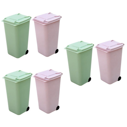 HOMSFOU 6 Pcs Mini Trash Can Small Recycle Can Garbage Bin Mini Curbside Recycle Bin Trash Bucket Small Trash Can Pencil Cup Trash Can Dispenser Recycle Can Toy Desk Pp South Korea Office