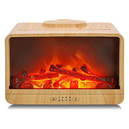 Essential Oil Diffuser, 300ml Flame Fireplace Aromatherapy Oil Diffuser for Large Room, Ultrasonic Cool Mist Humidifier with 2 Mist Modes, 2 Timer, 3 Light Modes, Auto Shut-Off for Home Office Gift