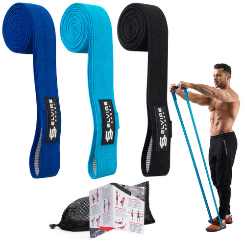 ELVIRE Long Resistance Bands for Working Out | Pull up Bands Fabric Resistance Bands Women & Men Long Bands for Working Out | Cloth Resistance Band for Pull up Assist | 3 Fabric Bands Resistance