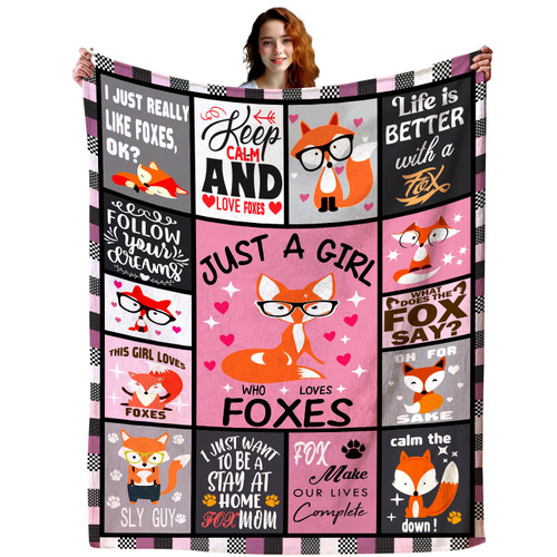 Fox Blanket Super Soft Flannel Foxes Stuff Fox Throw Blankets Funny Animal Blanket Lightweight Plush Christmas Decor,Best Birthday Fox Gifts for Kids Girls Adults Fox Lovers 50"X40" Fox Blanket Super Soft Flannel Foxes Stuff Fox Throw Blankets Funny Animal Blanket Lightweight Plush Christmas Decor,Best Birthday Fox Gifts for Kids Girls Adults Fox Lovers 50"X40"
