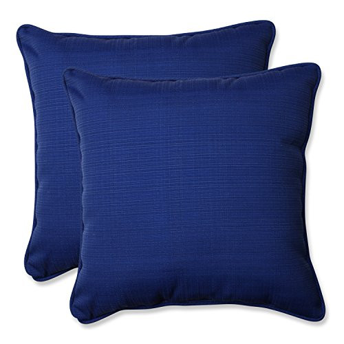 Pillow Perfect Outdoor/Indoor Corded Throw Pillow, Set of 2, 18.5", Navy