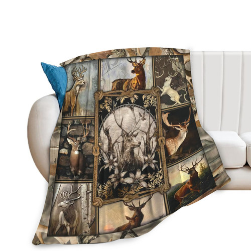 Deer Hunting Blanket Deer Gifts for Girls Women Men Deer Lovers Deer Throw Blanket for Kids Adults Soft Warm Cozy Fleece Blanket for Couch Sofa ?Bed 40"x50"