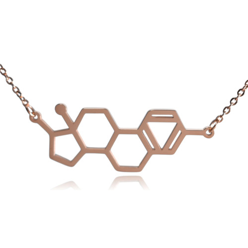 Clayton Jewelry Labs - Estrogen Molecule Stainless Steel Necklace (Rose Gold)