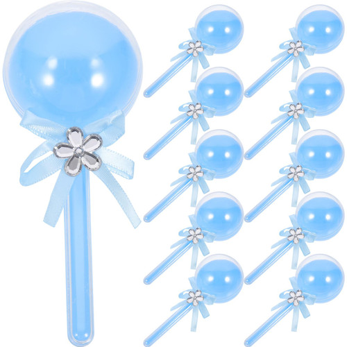 Cabilock Bride Gifts Fillable Baby Rattle Party Favors: 12pcs Lollipop Candy Box with Ribbon Bow Plastic Candy Container Baby Shower Favor Decoration for Gender Reveal Party Blue Wedding Favors