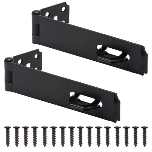 BOODVON Door Lock Hasp Latch, Iron Safety Packlock Clasp Hasp Lock Latch, Extra Thick Gate Lock Hasp with Screws Brushed Finish 2 Pack(7-1/2 Inch)