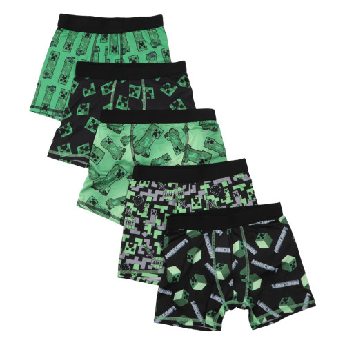 Minecraft Building Video Game 5-Pack Boys Boxer Briefs Set-6 Black