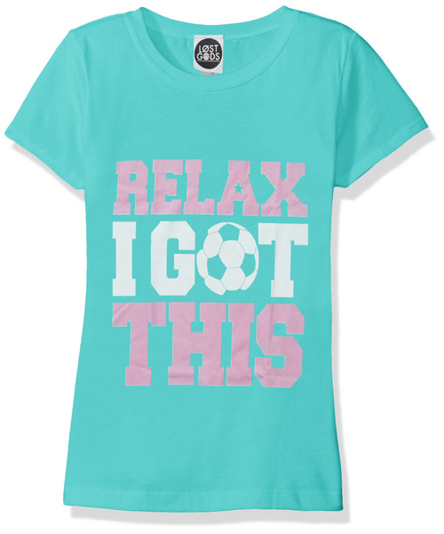 Fifth Sun Big Girls' Sporting Graphic T-Shirt, Tahiti Blue/Pink, X-Large/14-16