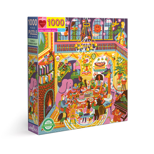 eeBoo: Piece and Love Family Dinner Night 1000 Piece Square Jigsaw Puzzle, Sturdy Puzzle Pieces, A Cooperative Activity with Friends and Family eeBoo: Piece and Love Family Dinner Night 1000 Piece Square Jigsaw Puzzle, Sturdy Puzzle Pieces, A Cooperative Activity with Friends and Family
