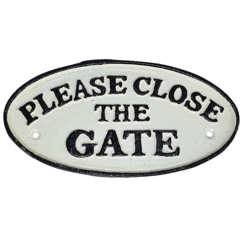 AB Tools Please Close The Gate Cast Iron Sign Plaque Wall Fence Gate Post Garden Home
