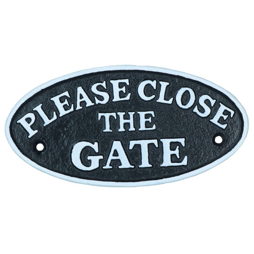 AB Tools Please Close Gate Black Cast Iron Sign Plaque Door Wall House Home Yard Post