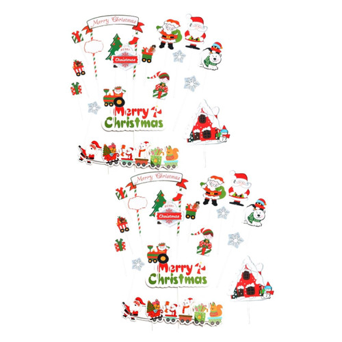 Abaodam 10 Sets Christmas Cake Topper Christmas Fruit Picks Cows Xmas Cake Decorations Christmas Cakes Toppers Christmas Tree Cake Decorations Cupcake Plastic Gingerbread House Dessert