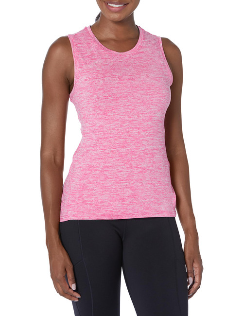 Danskin Women's Essential Breathe 2 Pack Tank, Black Salt/Luminous Pink, Large