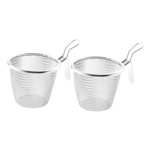 FUOYLOO 2pcs Stainless Steel Colander Sieve Strainer Fine Mesh Strainer Stainless Steel Colander Strainer Stainless Steel Mesh Spider Strainer Deep Strainer Skimmer Mesh Sieve Pasta Basket