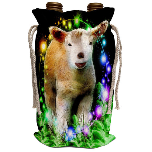 3dRose SmudgeArt Wildlife Designs - Lamb Stars - Wine Bag (wbg_15693_1)