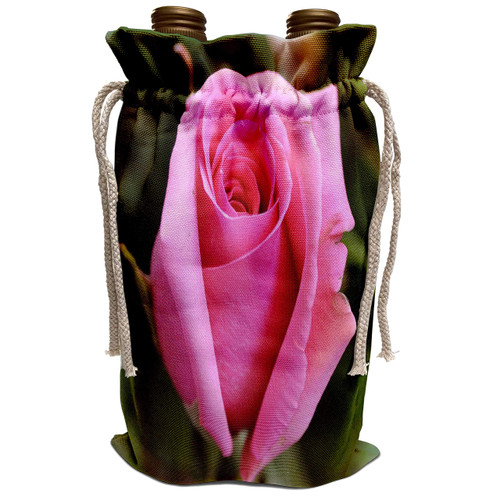 3dRose Patricia Sanders Flowers - Pretty Pink Rose Floral - Wine Bag (wbg_25690_1)