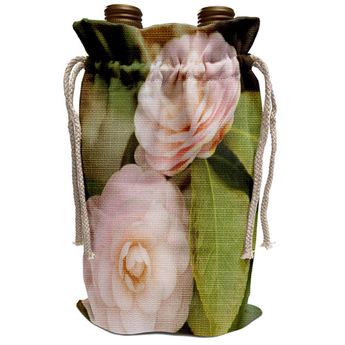3dRose Patricia Sanders Flowers - Romantic Pink Floral Roses- Flowers - Wine Bag (wbg_47296_1)