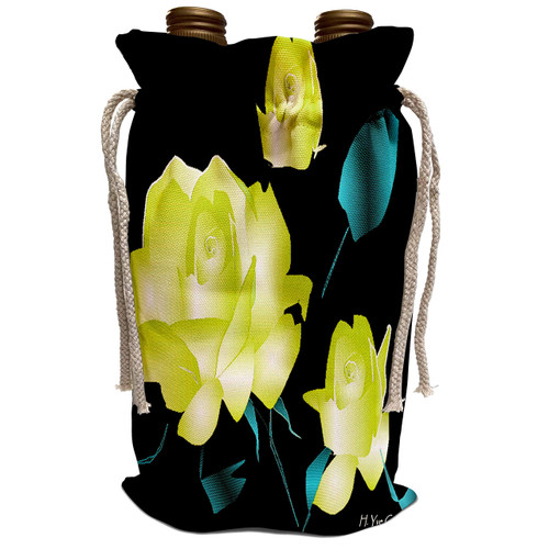 3dRose Yves Creations Roses - Dusty Green Teal Rose - Wine Bag (wbg_5907_1)