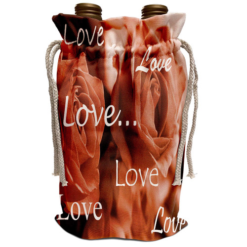 3dRose Yves Creations Roses - Three Dusty Beige Roses With Love - Wine Bag (wbg_6922_1)
