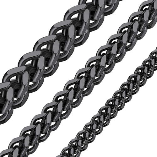 ChainsHouse Men Womens 4.5MM Chain Link Necklace Black Metal Plated Franco Curb Chain, 28", Send Gift Box ChainsHouse Men Womens 4.5MM Chain Link Necklace Black Metal Plated Franco Curb Chain, 28", Send Gift Box
