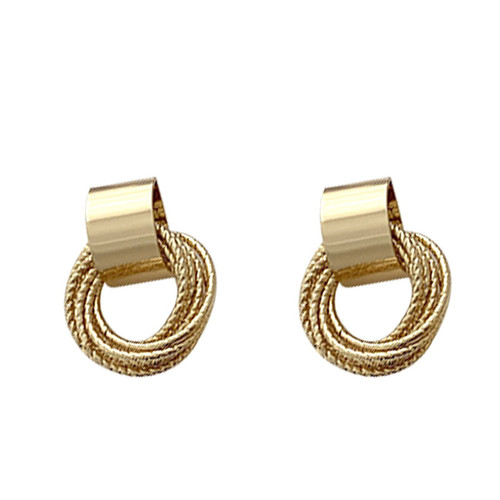 PSVOD Earrings Lightweight All Match Stud Earrings Decoration Multiple Small Circle Pendant Attractive Women 1 Pair Golden