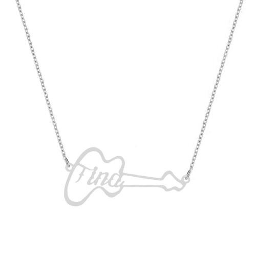 NOUMANDA Stainless Steel Personalized Guitar Pendant Necklace Fashion Custom Name Gold Chain Choker (silver) NOUMANDA Stainless Steel Personalized Guitar Pendant Necklace Fashion Custom Name Gold Chain Choker (silver)