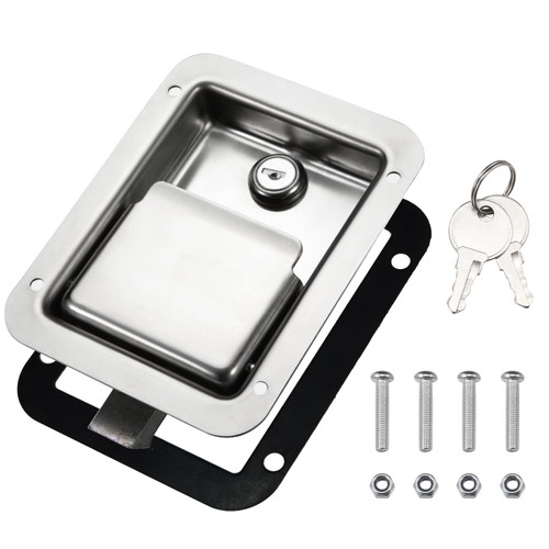 LOCLINK Truck Tool Box Latch Replacement, 304 Stainless Steel Paddle Latch Pull Handle Lock for RV Camper Trailer Door Electrical Cabinet with 2 Keys